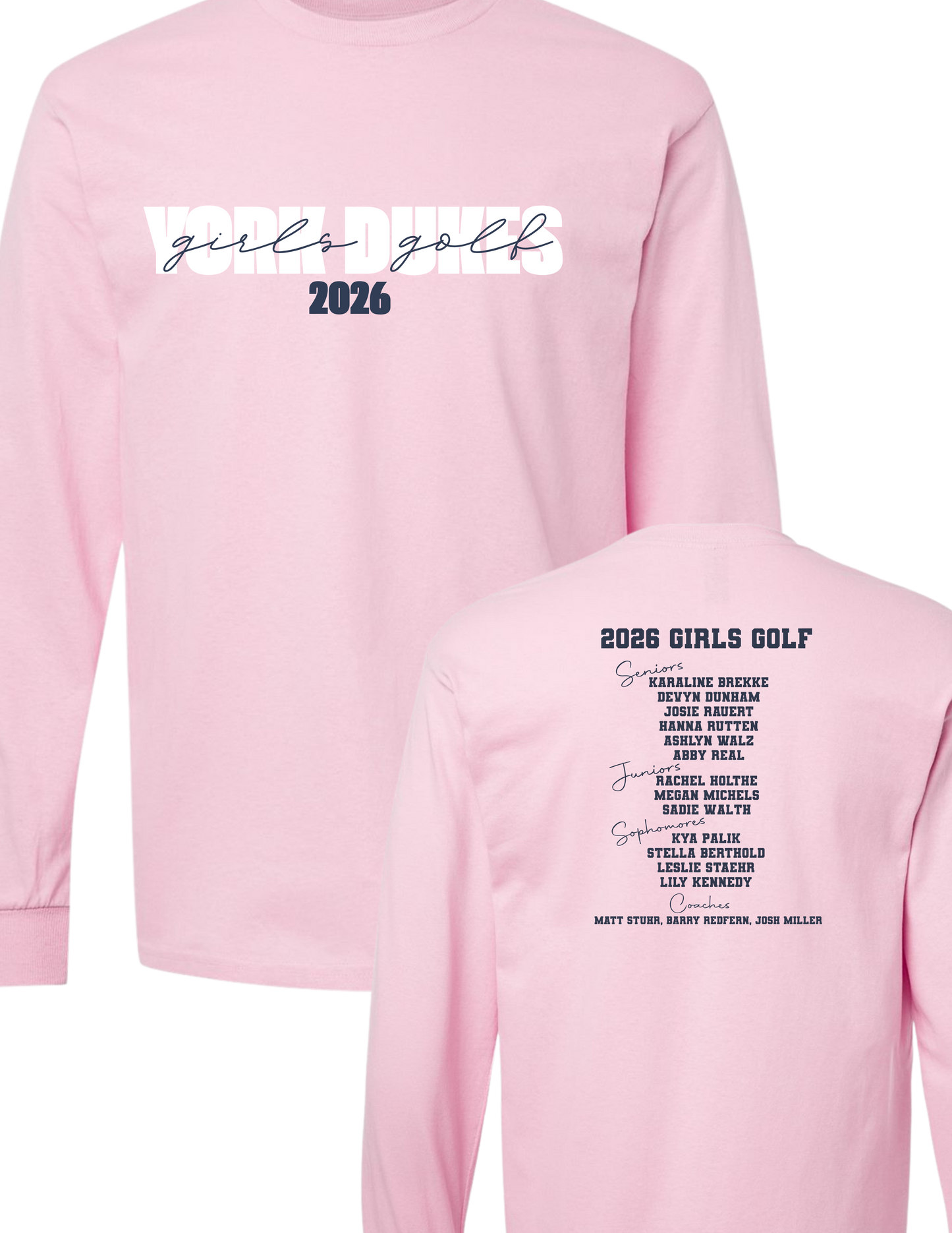 York Dukes Girls Golf Pink Long Sleeve