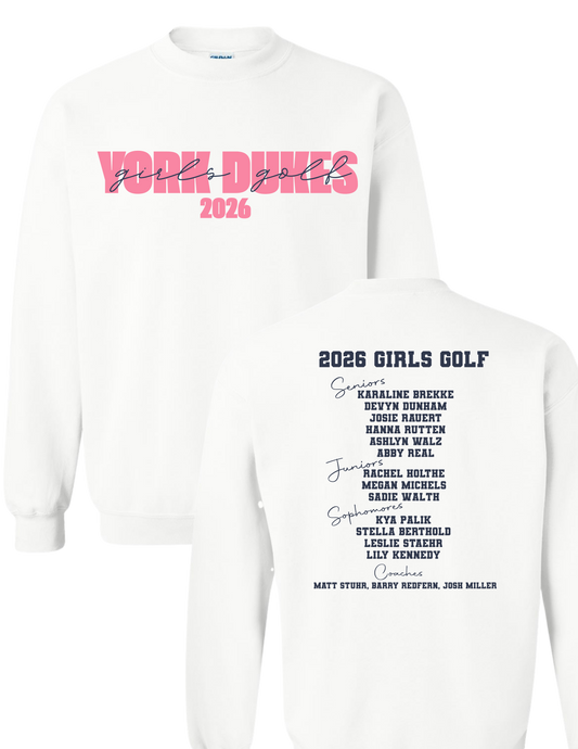 York Dukes Girls Golf White Crewneck