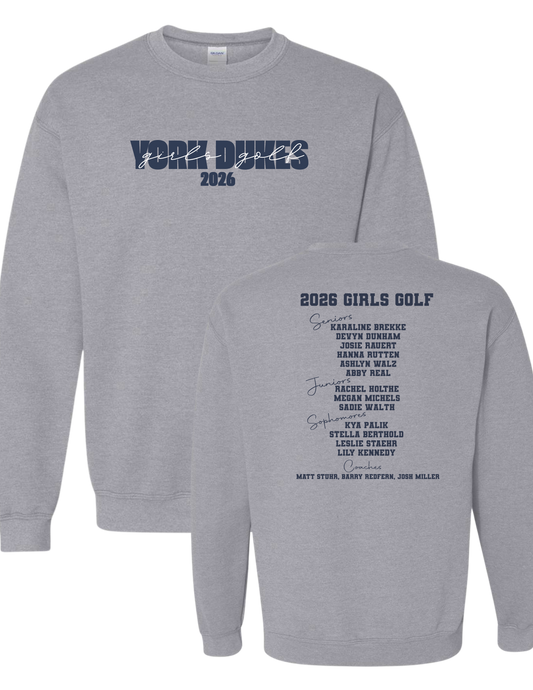 York Dukes Girls Golf Sports Grey Crewneck