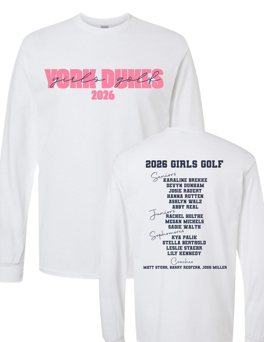 York Dukes Girls Golf White Long Sleeve