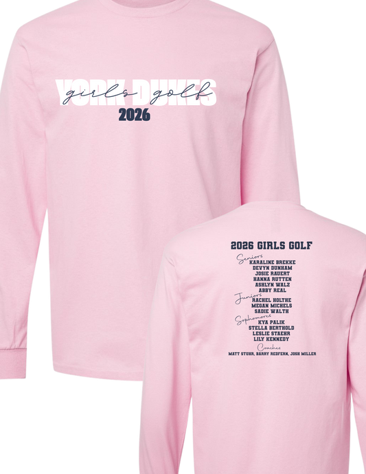 York Dukes Girls Golf Pink Long Sleeve