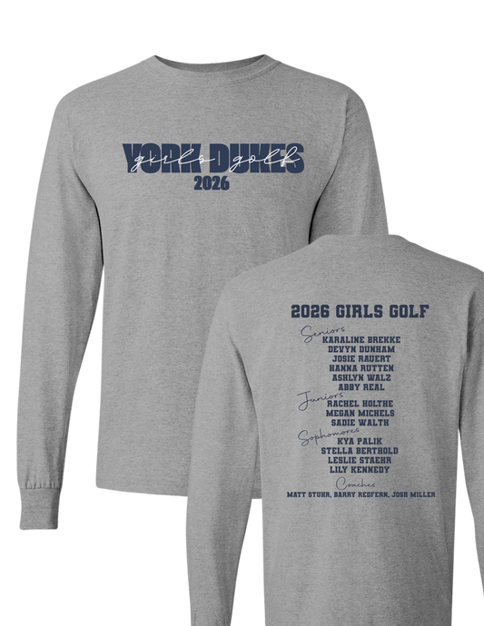 York Dukes Girls Golf Sport Grey Long Sleeve