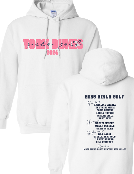 York Dukes Girls Golf White Hoodie