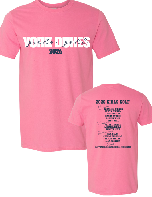 York Dukes Girls Golf Pink T-Shirt