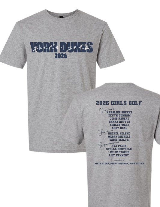 York Dukes Girls Golf Sports Grey T-Shirt